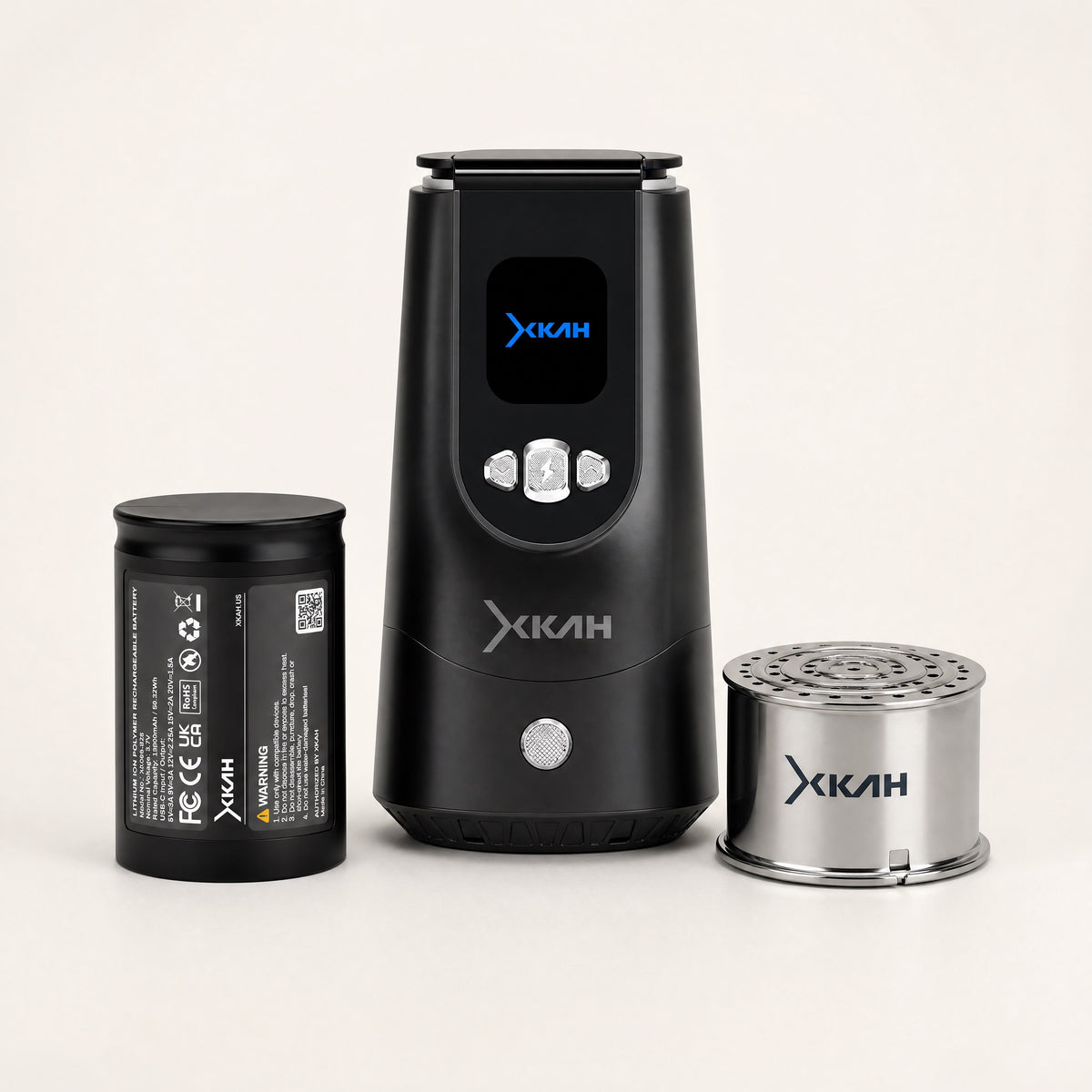 XKAH Pro electronic heat management device shown with its battery and pod on a clean studio background., image 6 of 28