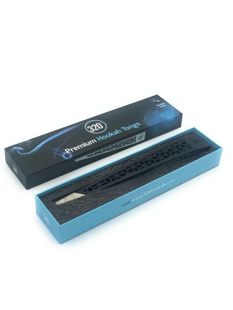 320° - 320° Shisha Stainless Steel Tongs - Black - The Premium Way