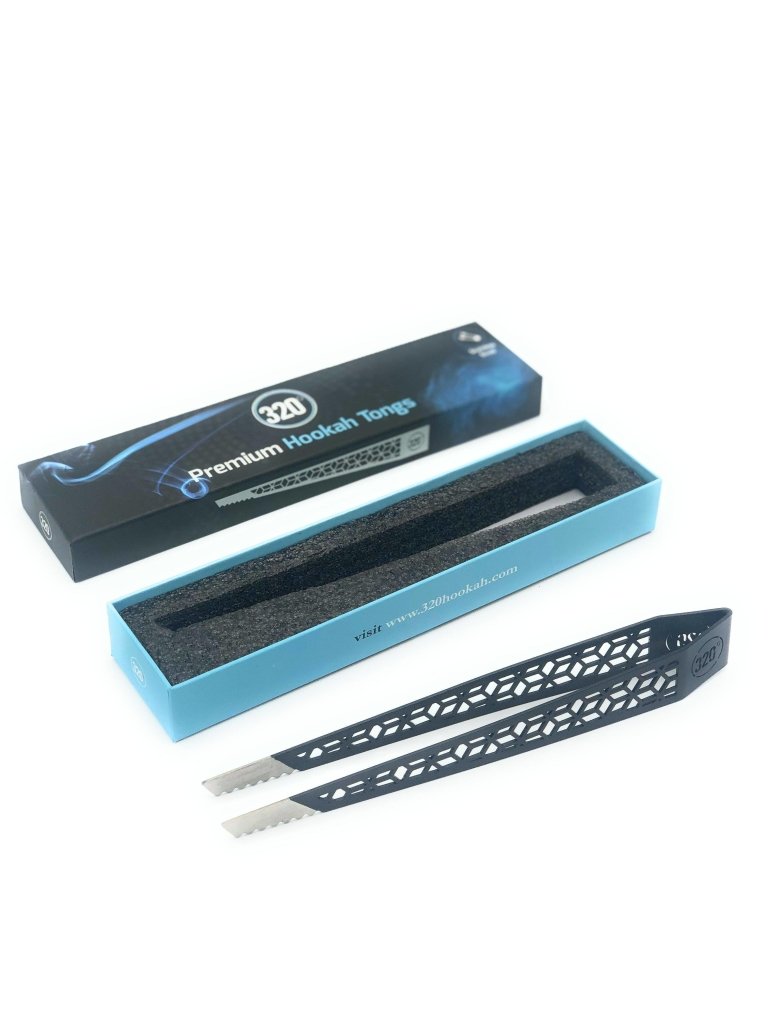320° - 320° Shisha Stainless Steel Tongs - Black - The Premium Way