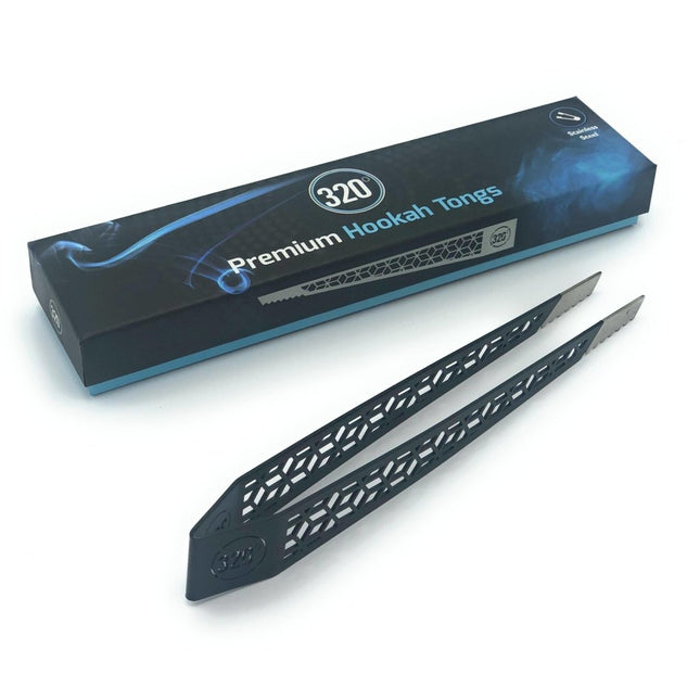320° - 320° Shisha Stainless Steel Tongs - Black - The Premium Way