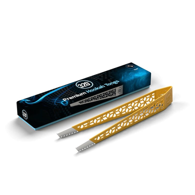 320° - 320° Shisha Stainless Steel Tongs - Gold - The Premium Way