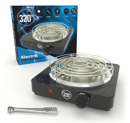 320° - 320º Electric Charcoal Burner Set: 1000W with Grid & Tongs - The Premium Way
