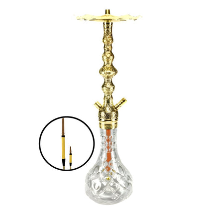 BLACK SMOKE - Classic Gold Brass Click Shisha - Black Smoke M Series with Clear Base - The Premium Way